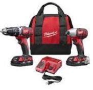 Milwaukee Tool M18 18V Lithium-Ion Brushless Cordless Hammer Drill/Impact Combo Kit (2-Tool) with 2